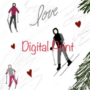 ❤️Digital Art Image Skiing Love❤️